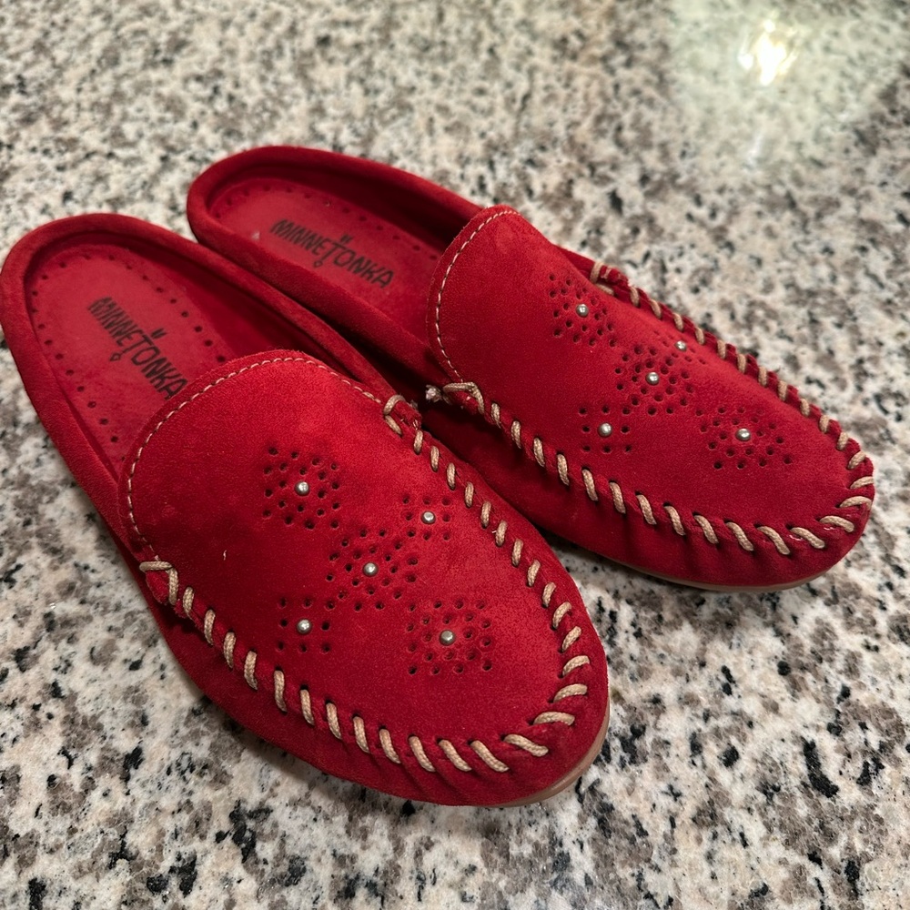 Minnetonka Red Moccasins ~ Beautiful Red ~ Great Pop of Color